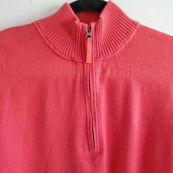 Foxcroft Supima Cotton Half Zip Sweater 2X Coral Orange Mock Neck Pullover Soft - Picture 4 of 12